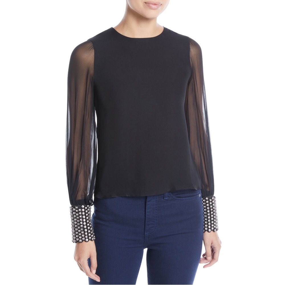 ALICE + OLIVIA | Vix Embellished-Cuff Top | Sz M